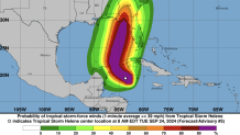 Tropical Storm Helene wind speed probabilities