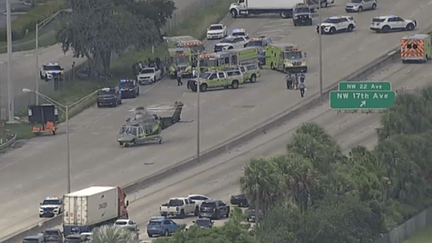 One person is dead after a crash on the Palmetto Expressway in Miami Gardens on Friday afternoon, according to Florida Highway Patrol.